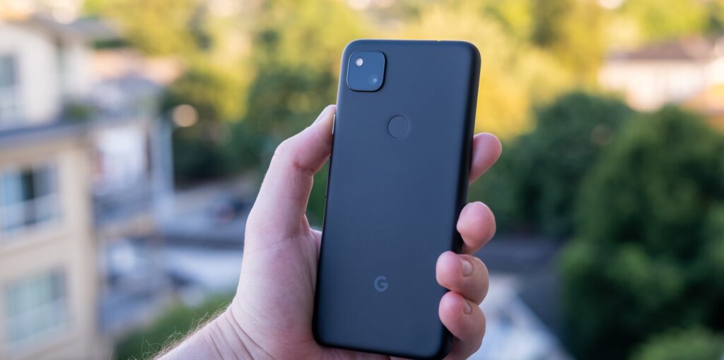 Google Pixel 4a back in hand 5